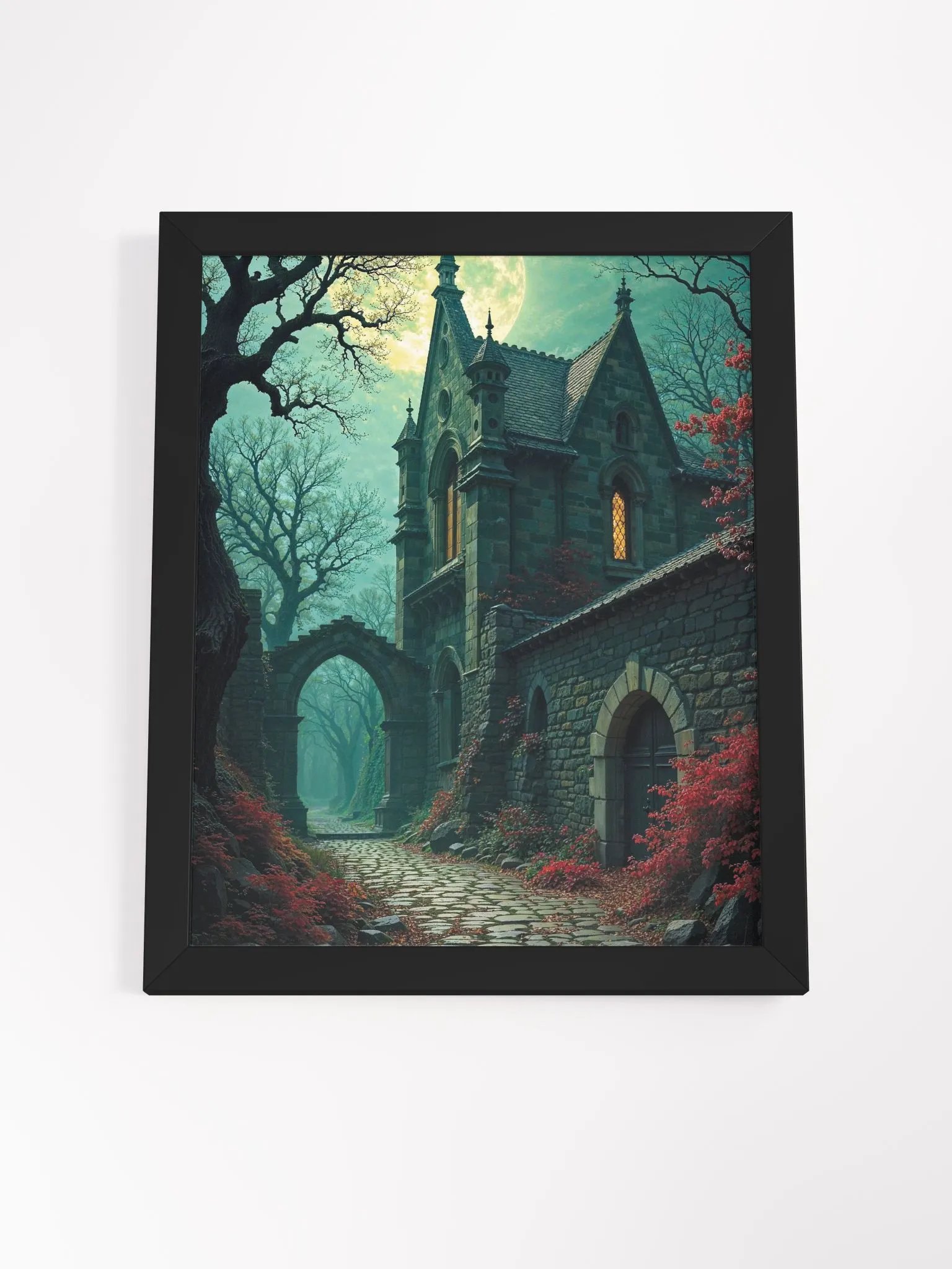 Moonlit Gothic Manor Framed Print product image (19)