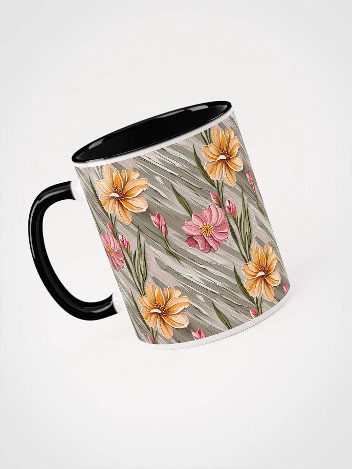 Coffee Mug with Color Inside - Painted Flowers in Shades of Yellow and Pink product image (2)