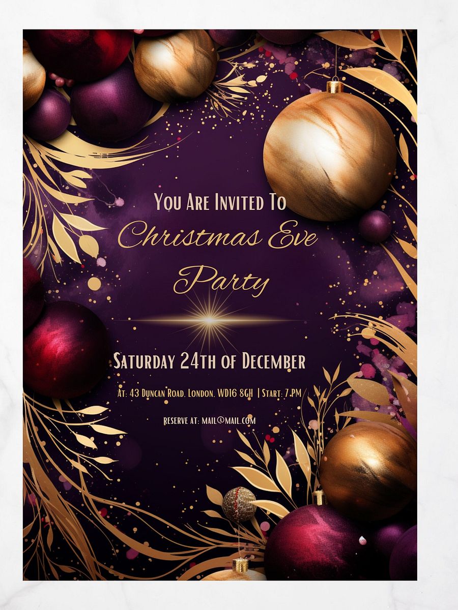 Beautiful Purple and Gold Christmas Party Invitation | Editable in Canva | Christmas Party Printable | Holiday Invitation Template | Canva product image (6)