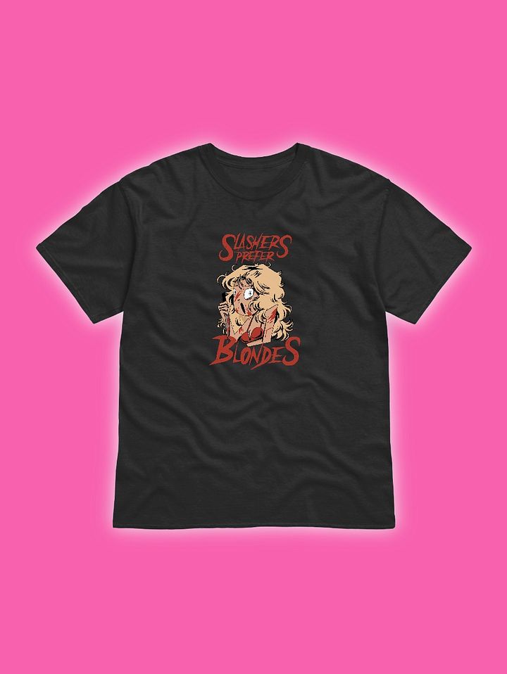 slashers prefer blondes black t-shirt product image (1)