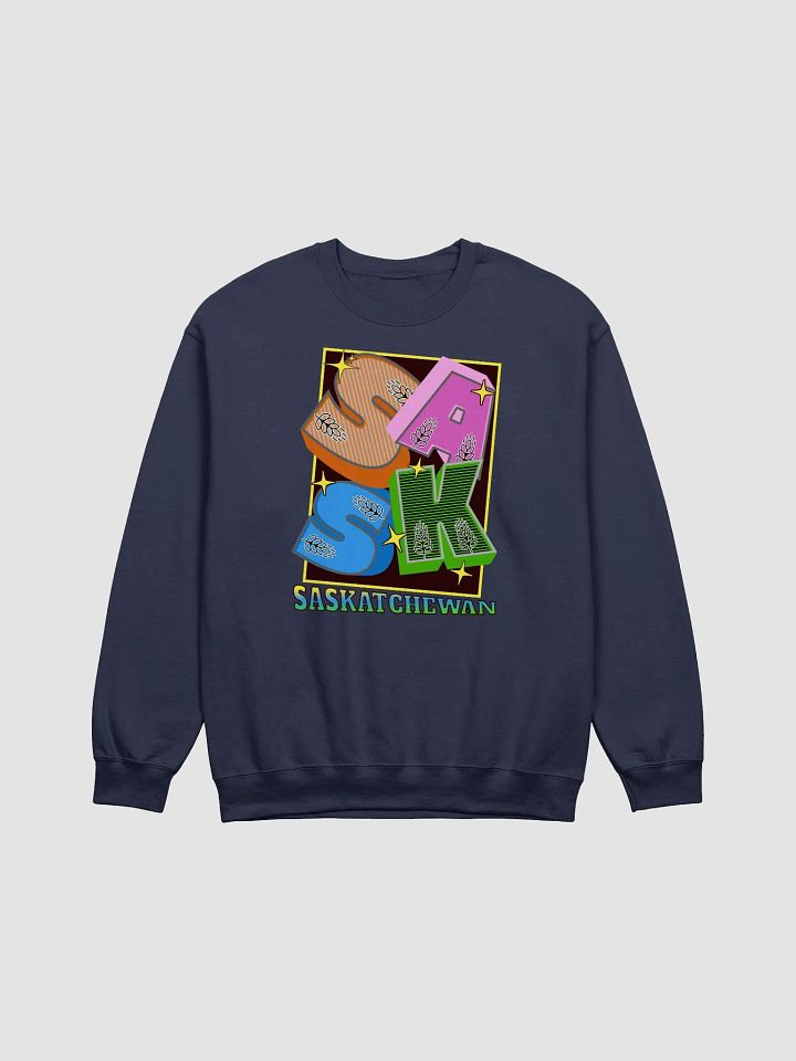 Sask Saskatchewan Block Letter Stylized Crewneck Sweatshirt product image (1)