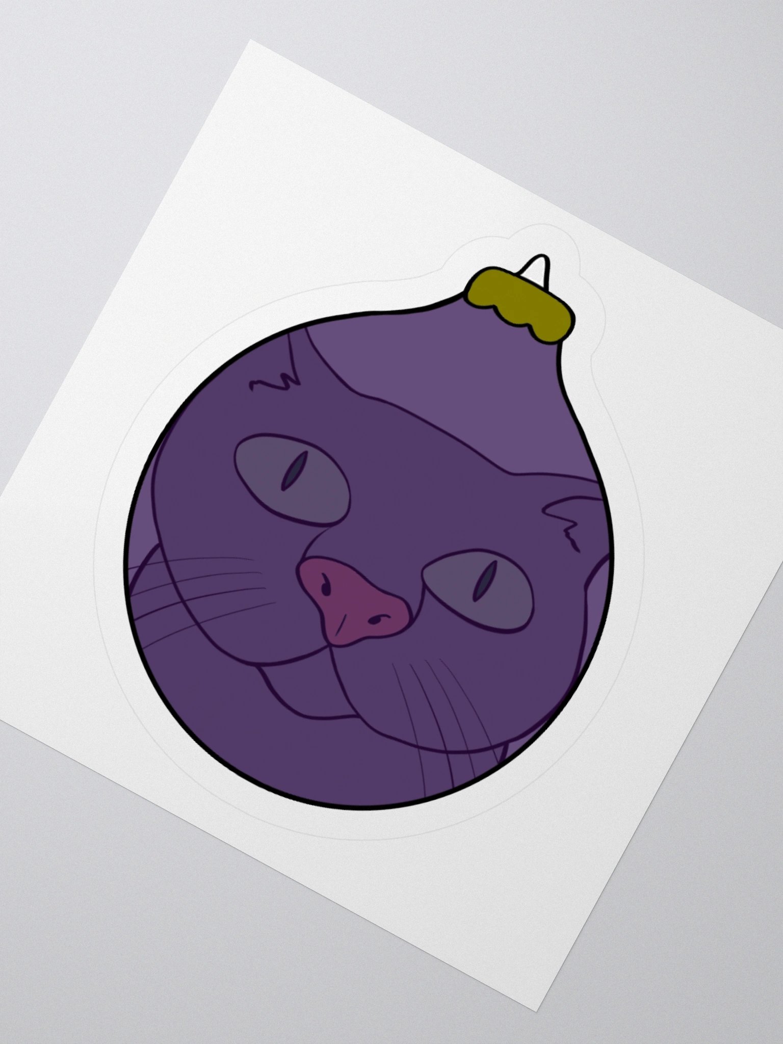 Curious Cat Christmas Kiss Cut Sticker (Purple) product image (2)