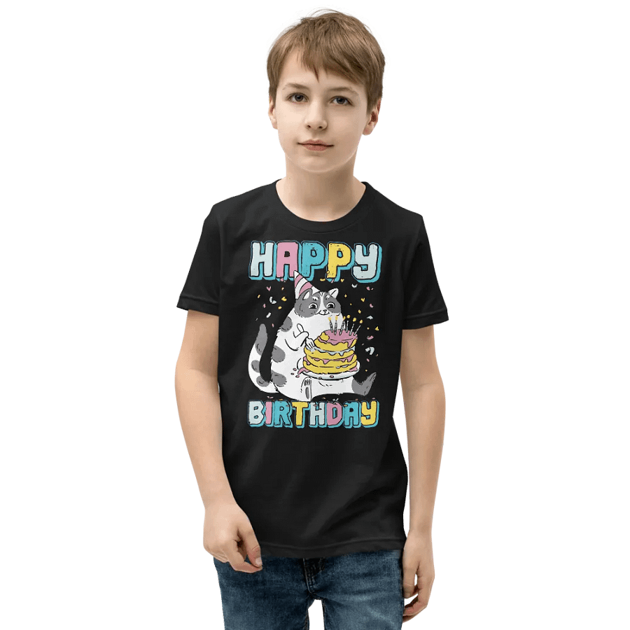 Happy Birthday (Cat With Cake) T-Shirt For Kids product image (1)