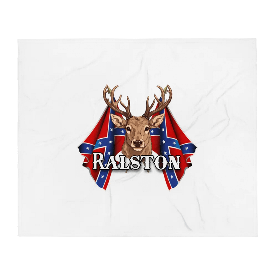 "Ralston" Last Name Rebel Redneck Deer - Throw Blanket product image (1)
