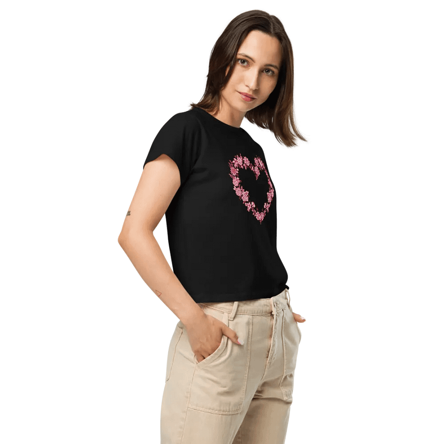 Red Floral Heart Women's High-Waisted Tee product image (3)