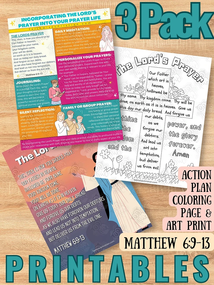 3 Pack Matthew 6:9-13 Printable product image (1)