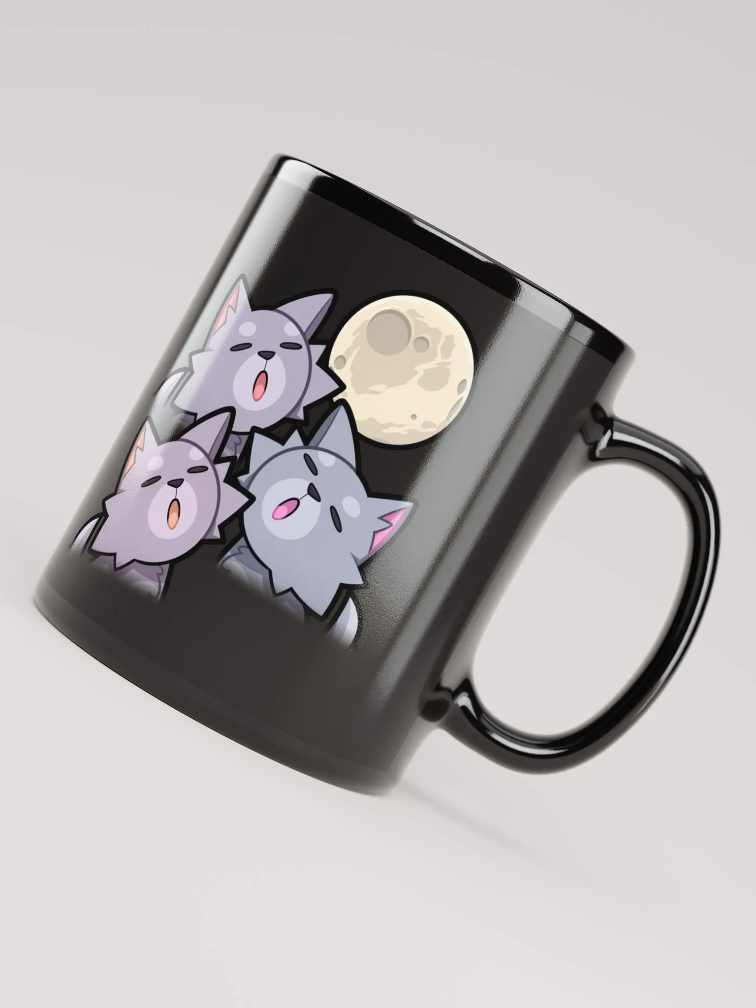 Howling Wolves Black Glossy Mug product image (7)