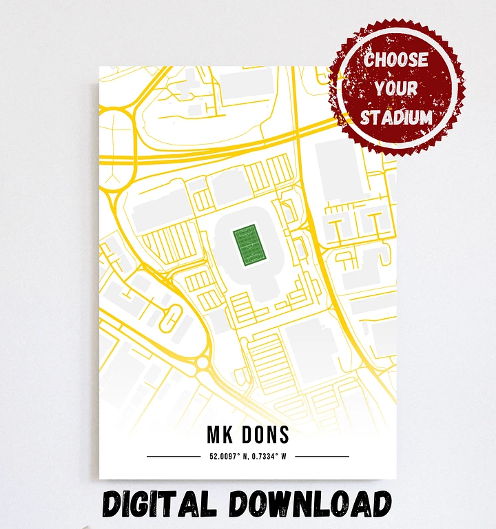 Milton Keynes Dons Stadium Map Design Digital Download product image (1)