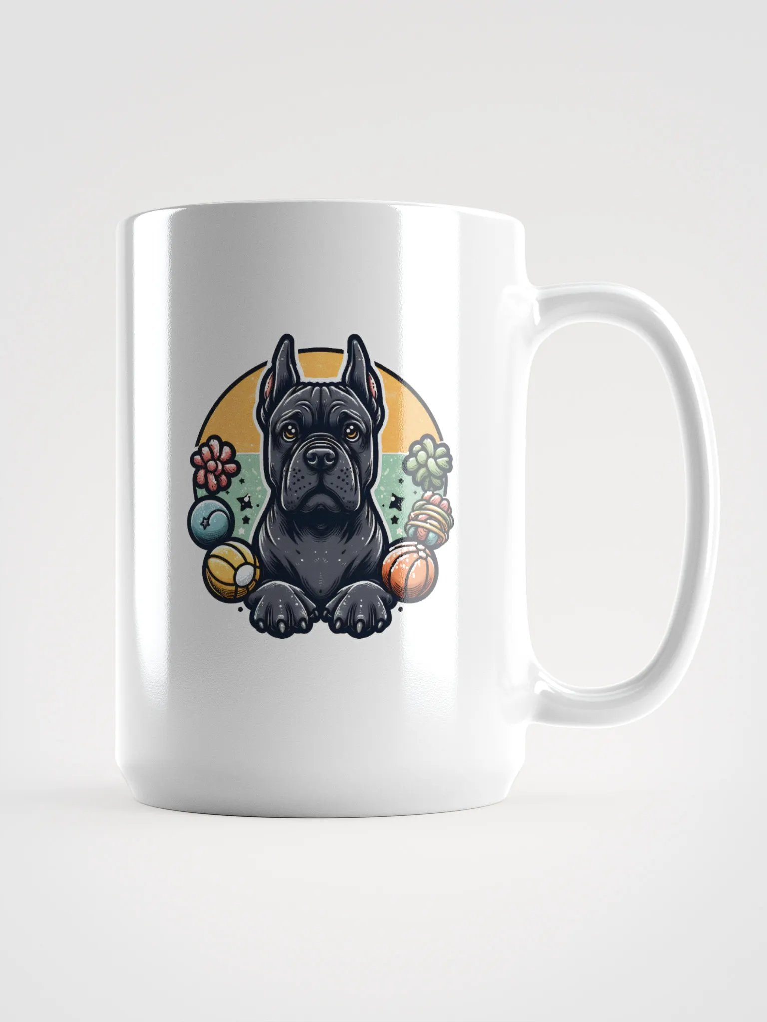 Black Cane Corso with Colorful Balls Mug – Fun Dog Lover Gift product image (1)