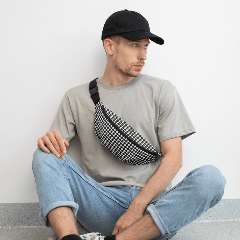 Abstract Black and White Chain Fanny Pack product image (1)