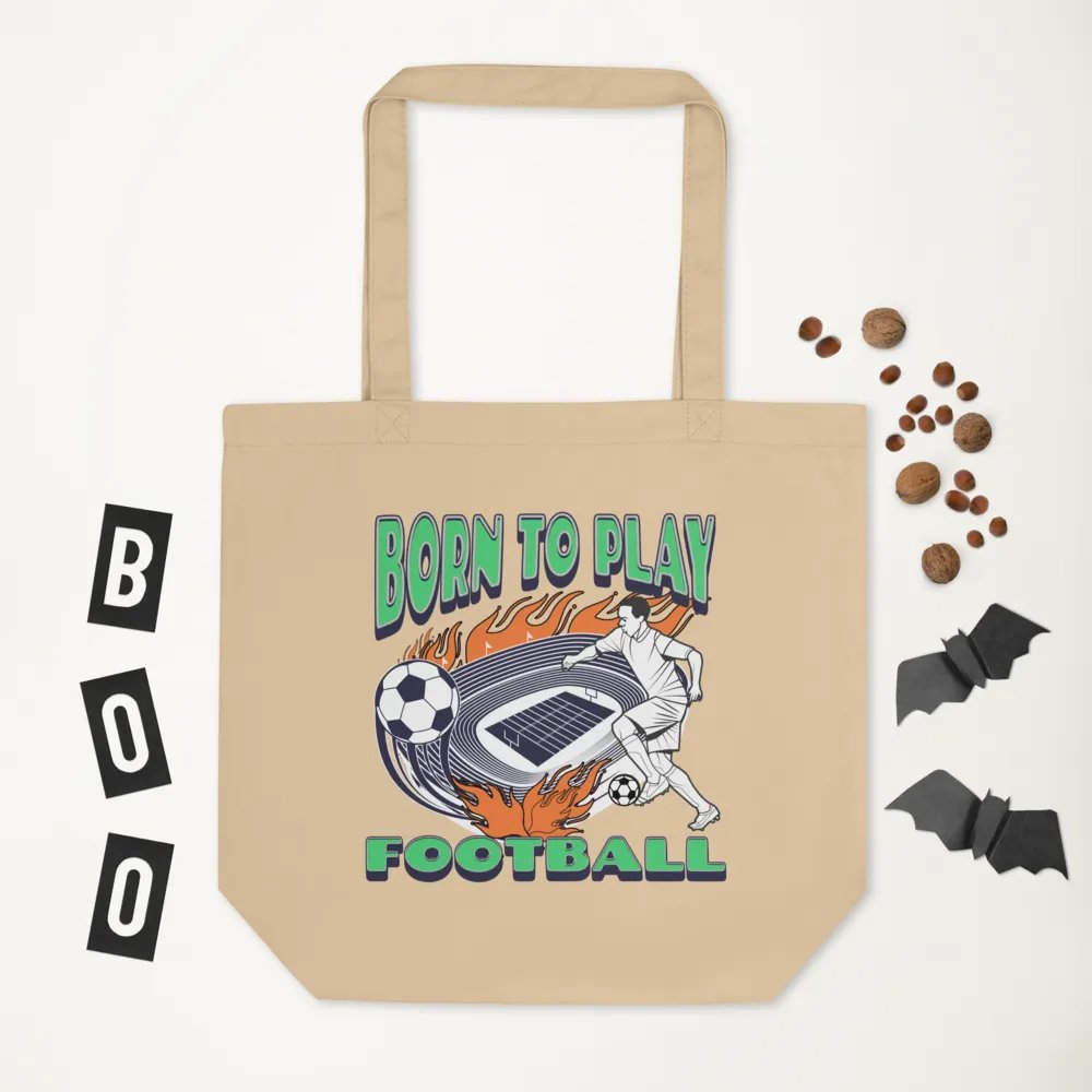 Born To Play Football Soccer Flaming Spirit Tote Bag product image (5)
