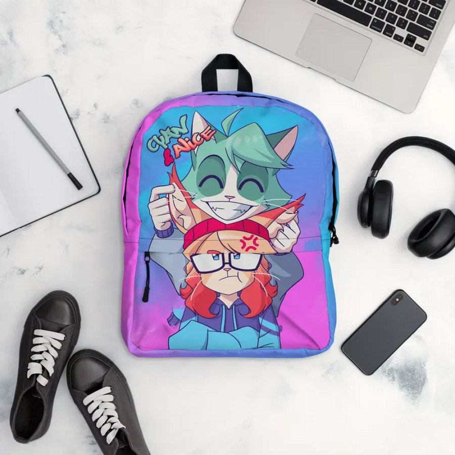 Cyan Teasing Alice's Ears All-Over Print Backpack product image (12)