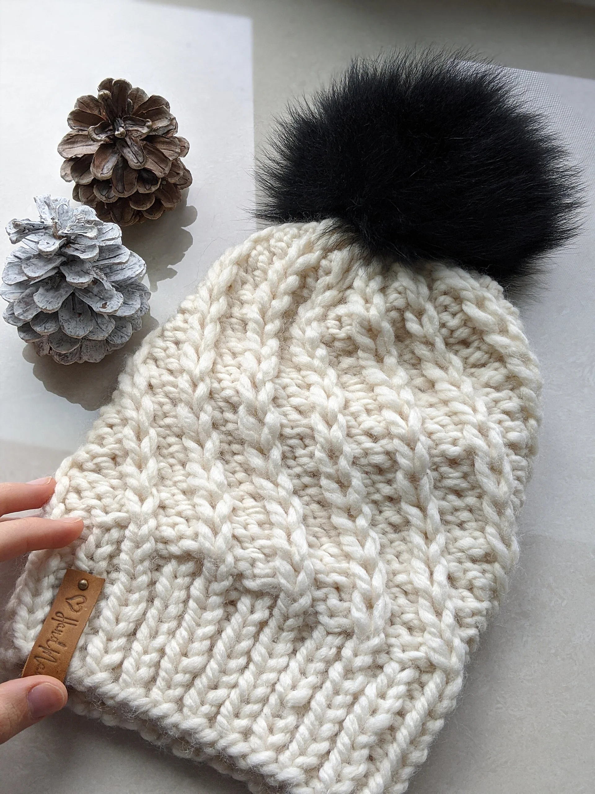 Latte Cable Knit Winter Hat Pattern product image (6)