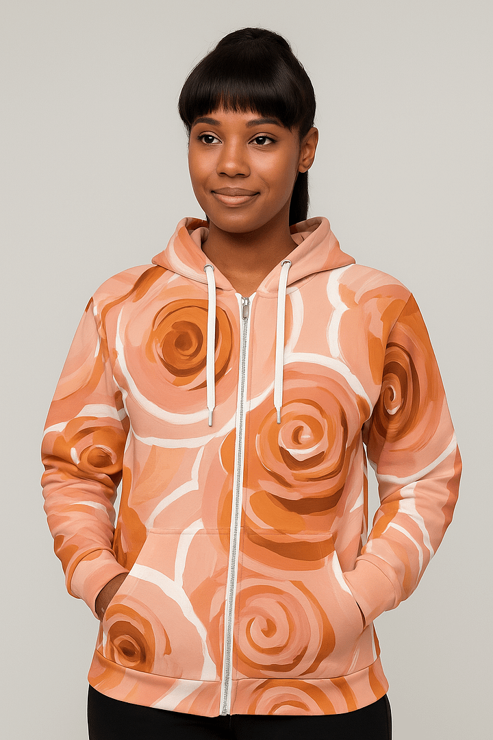 Eco-Friendly All-Over Print Rose Zip Hoodie – Recycled Unisex Fleece Lined Hoodie with Soft Cotton Feel (XS–3XL) product image (1)