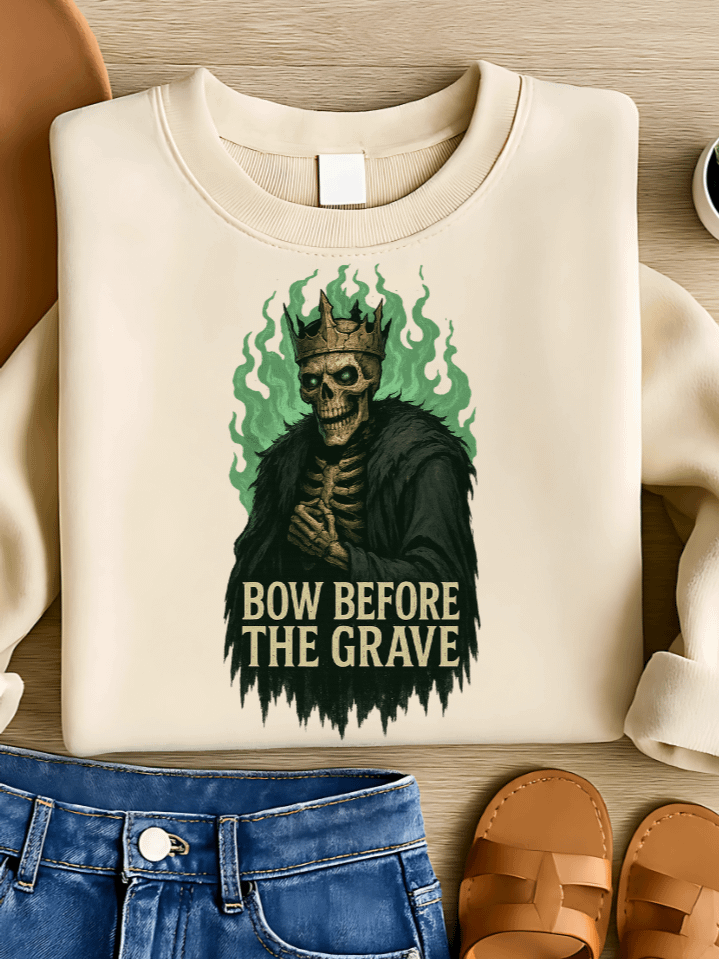 Cursed Skeleton Emperor Sublimation PNG – “Bow Before the Grave” Halloween Clipart – Gothic Royalty – 300 DPI Instant Digital Download product image (1)