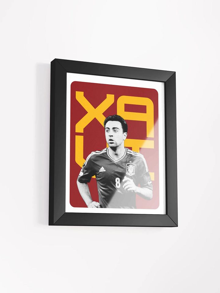 Xavi Hernández BW Spain Name Art Framed Print product image (1)