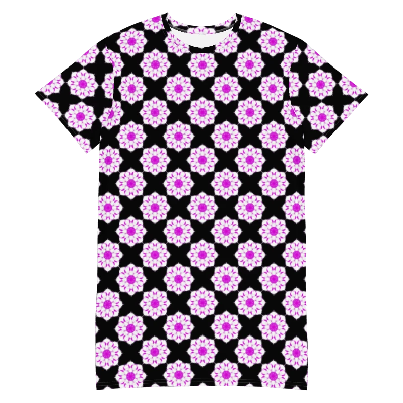 Abstract Repeating Pink Flowers T Shirt Dress product image (10)