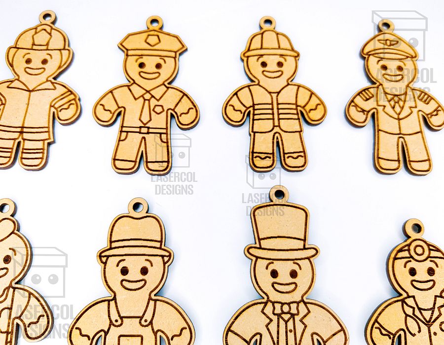 Gingerbread Cookies Christmas Ornaments Set 3 - Laser Cut Files product image (6)