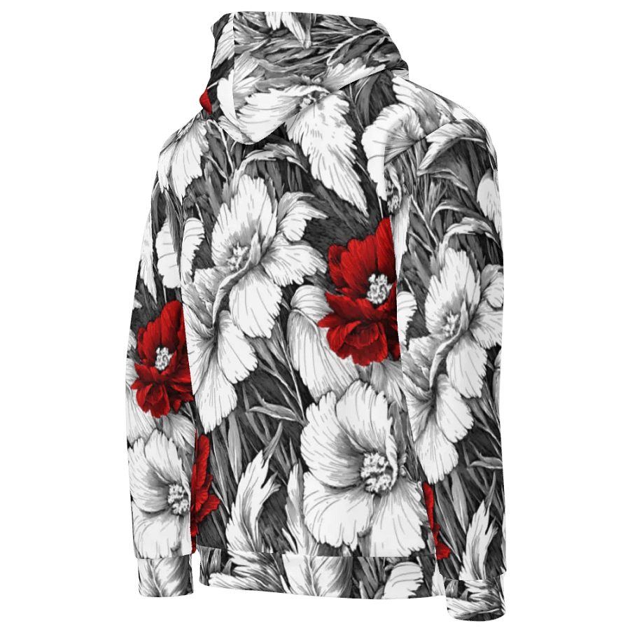 Bold Red Floral Pattern III Black Hoodie product image (5)