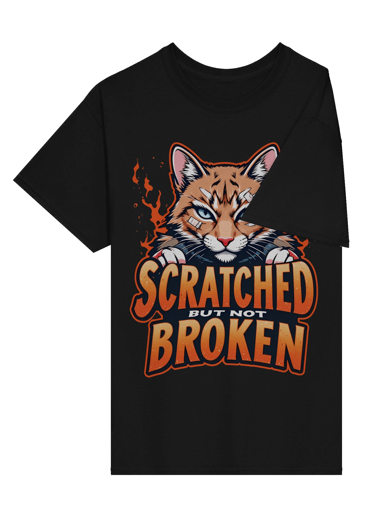 'Scratched But Not Broken' Motivational Cat T-Shirt - Fierce Resilience Tee product image (2)