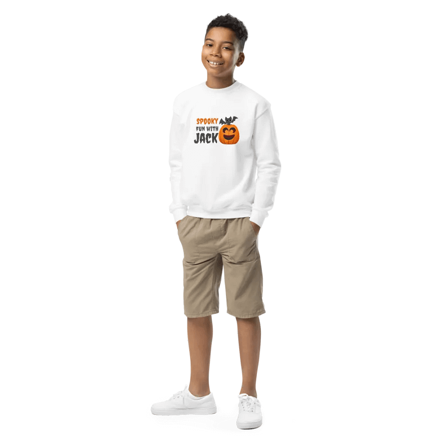 Spooky Fun with Jack Gildan Youth Crew Neck Sweatshirt – Cozy Halloween Kids' Apparel product image (3)
