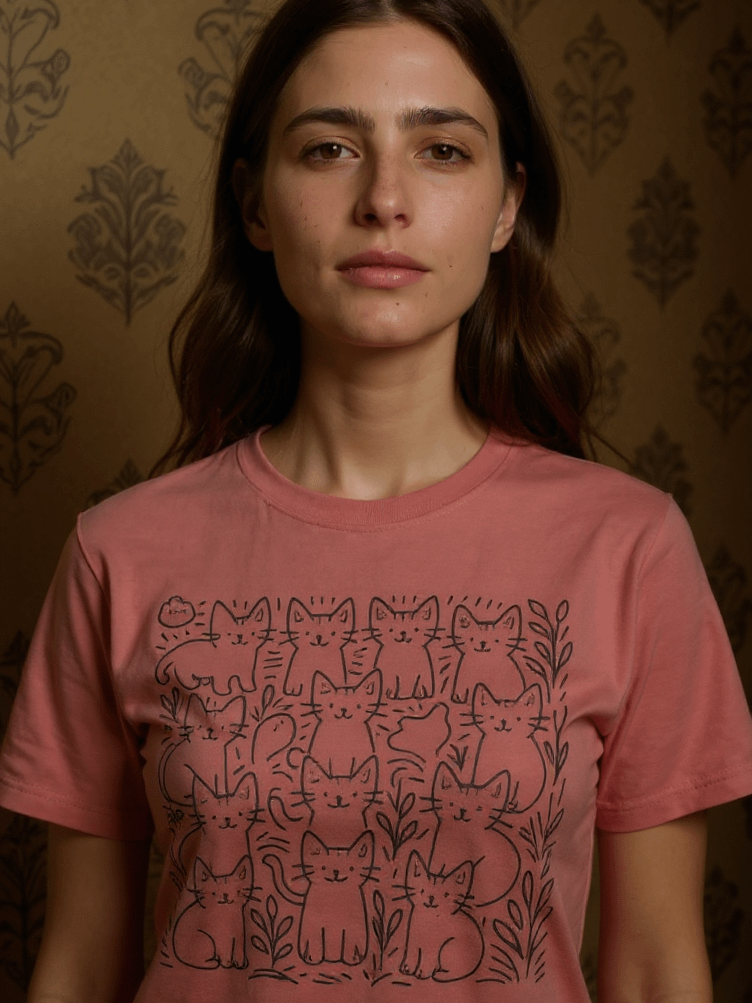 Whimsical cats and Florals T-Shirt product image (2)