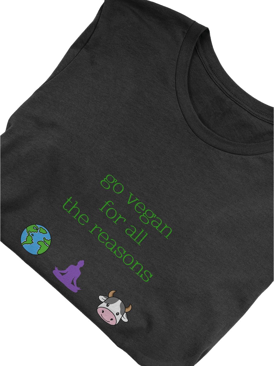 “Go Vegan for all the Reasons” Unisex Black T-shirt product image (3)