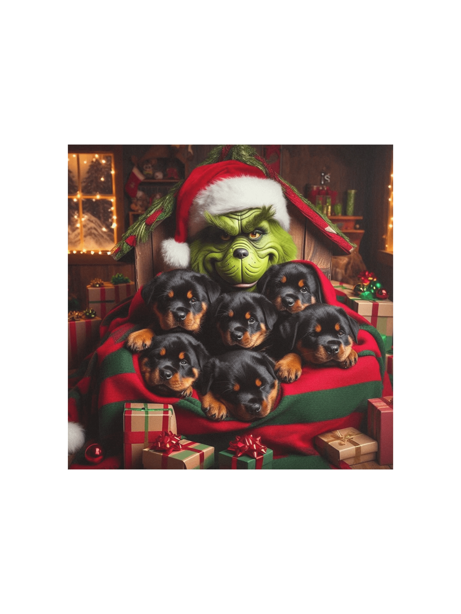 Grinch & Rottweiler Puppies Holiday Poster product image (2)