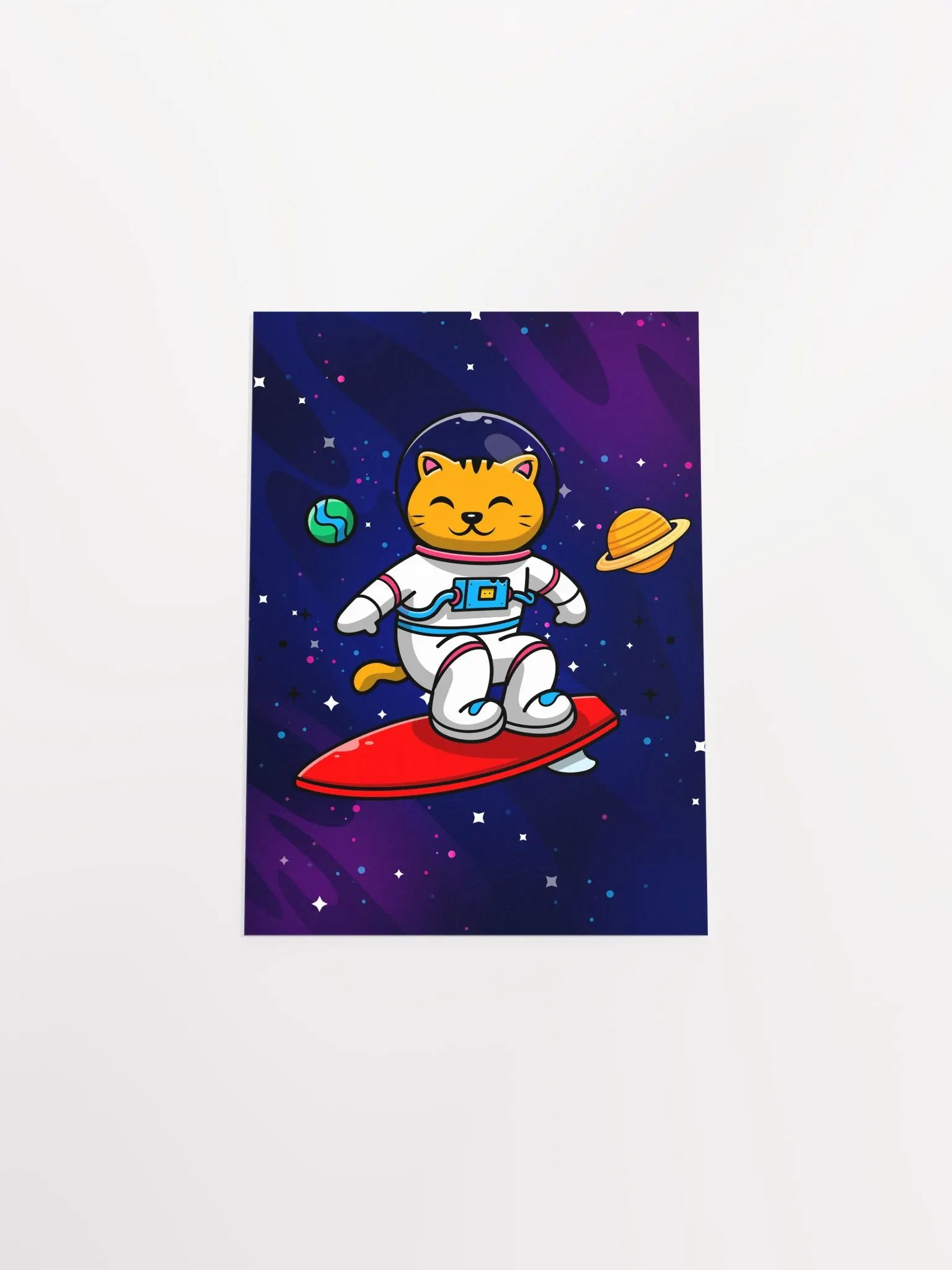 Cat Astronaut, space cat and fish — space poster, synthwave space, neon space, aesthetic poster product image (9)
