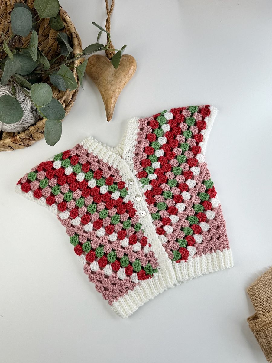 Granny Stitch Child Cardigan Crochet Pattern | Sizes Newborn to 10 Years | PDF Instant Download | Top Down Construction product image (10)