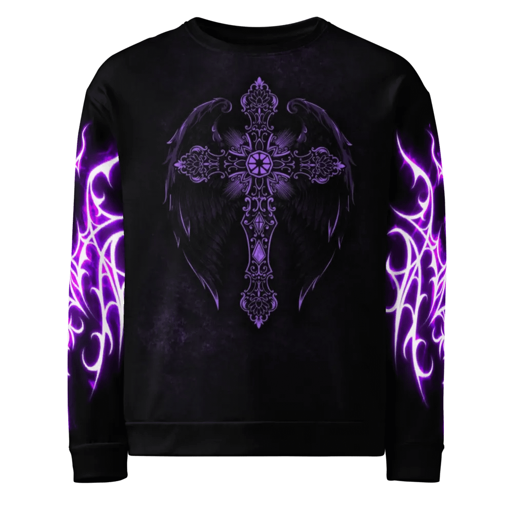 Celestial Wings Gothic Cross Sweatshirt product image (2)