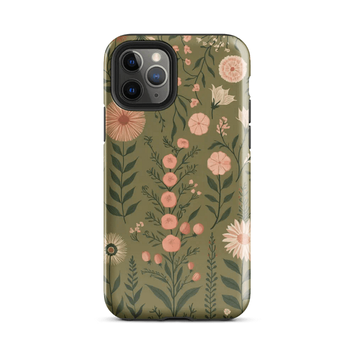 Olive Green Boho Floral - Tough Phone Case product image (1)