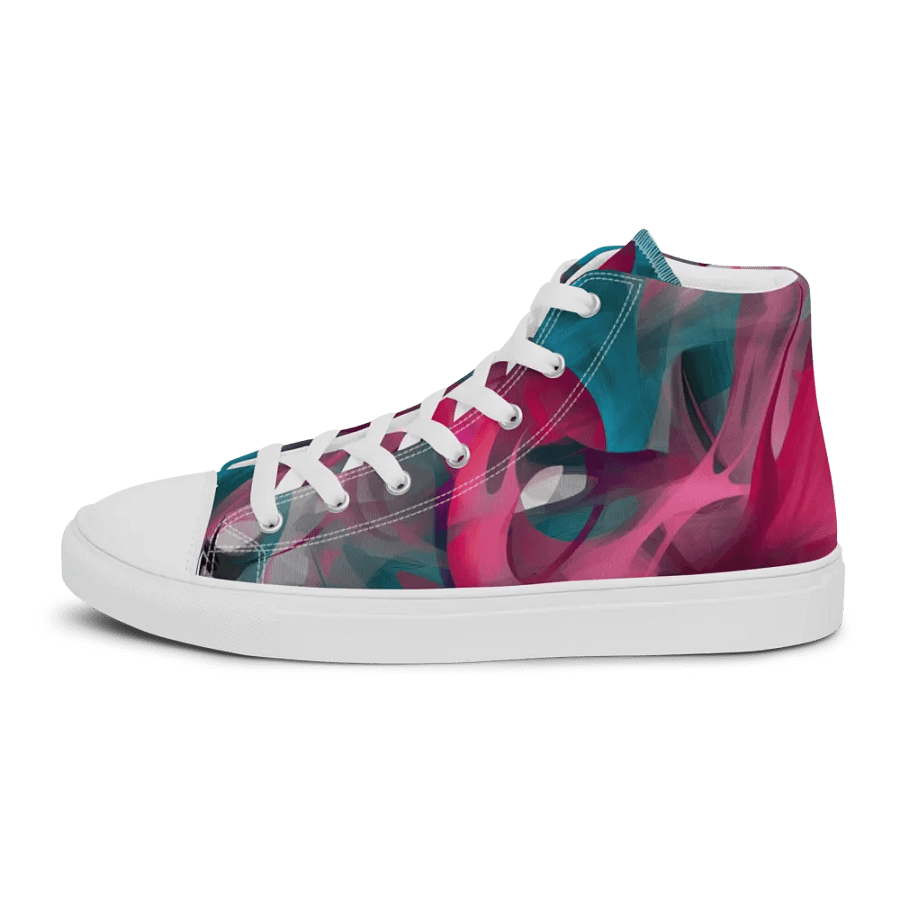 Womans Custom High Tops _ Calceonova Streetwear _ Abstract Graffiti Pink Turquoise product image (10)