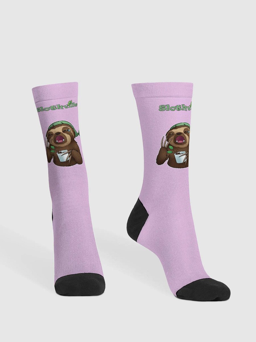 Sleepy Sloth Pink Crew Socks product image (2)