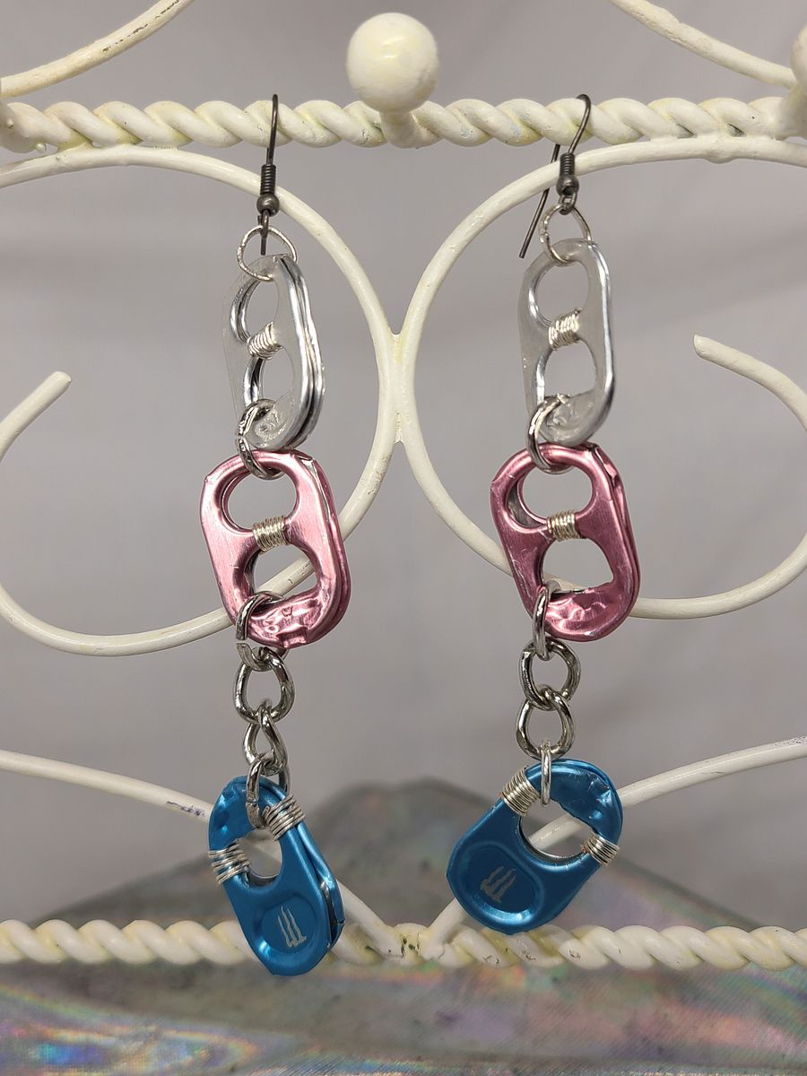 trans pride wirewrapped trash earrings product image (1)