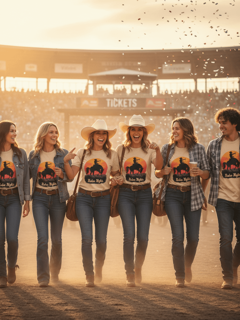 Rodeo Nights Vintage Western T-Shirt - Cowboy Horse Silhouette Sunset Tee for Country Lovers & Rodeo Fans product image (9)