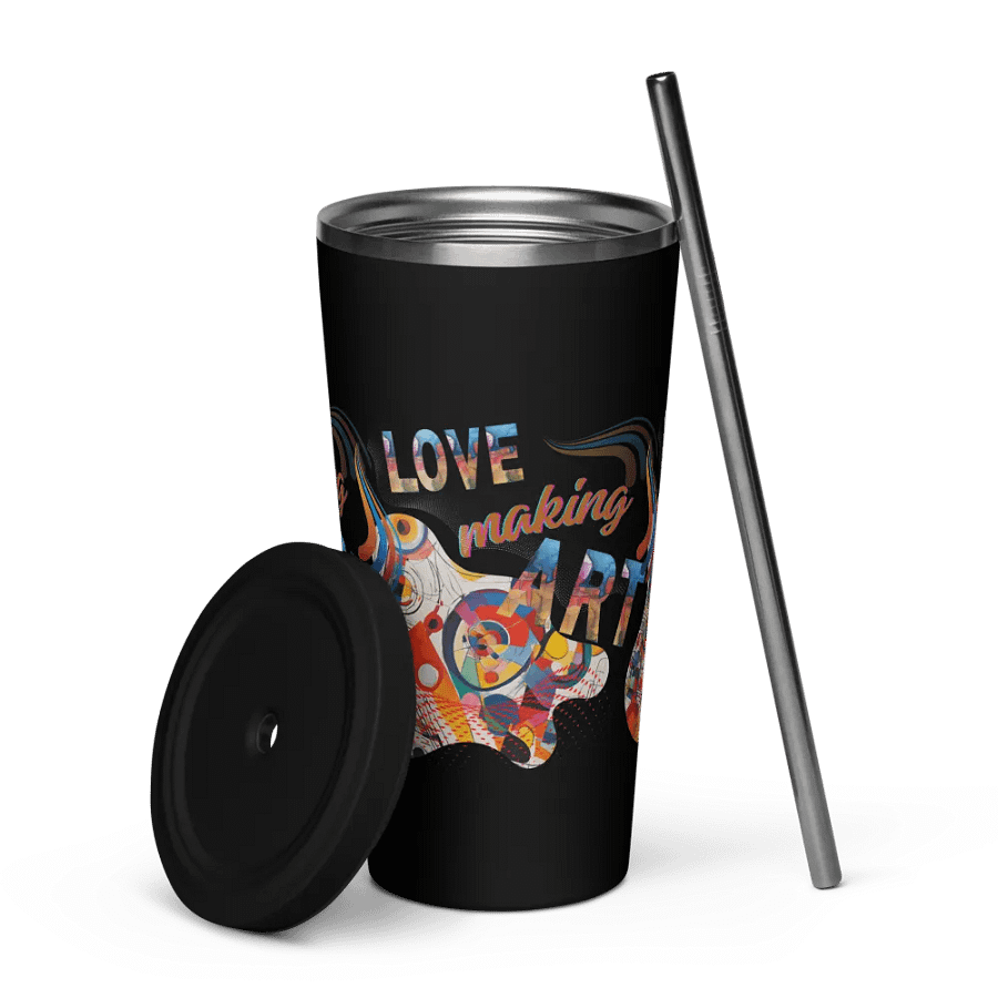 Insulated  tumbler Kadinsky inspired colorful design for the artist. 'Love making art'  Perfect gift for mom, dad, son, daughter colleague, friend who loves arty things product image (5)