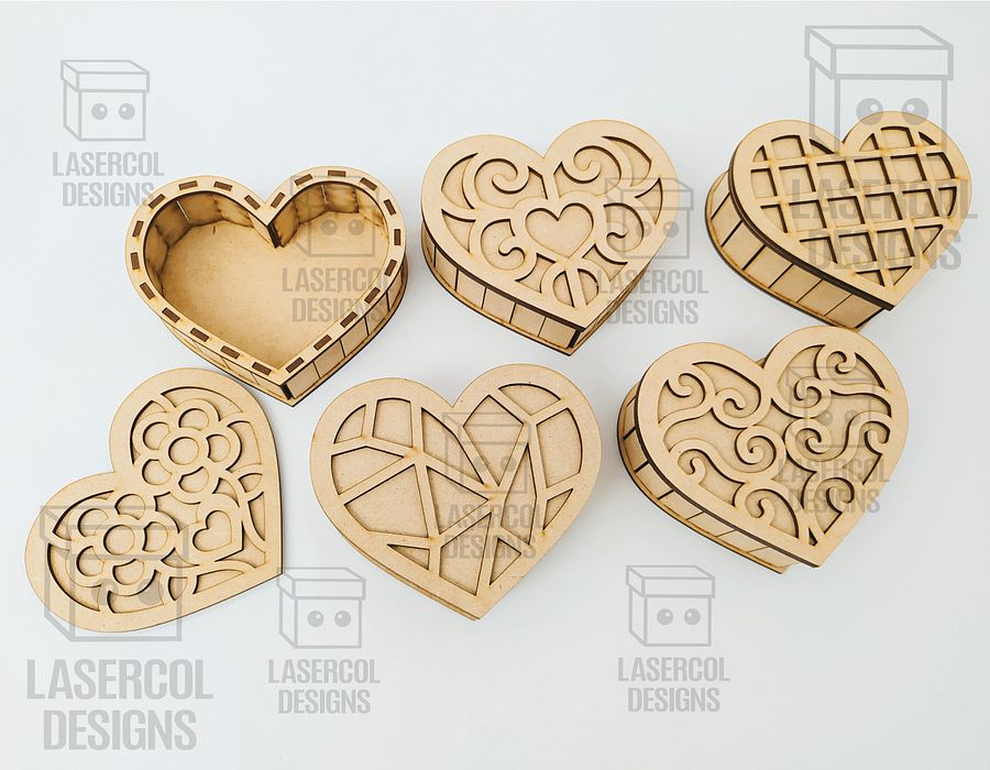 Heart Shaped Boxes Bundle - Laser Cut Files product image (9)