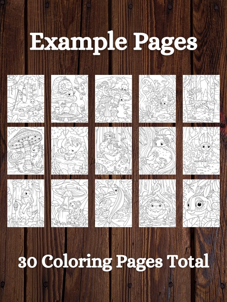 Fantasy Forest Creatures Printable Coloring Pages for Kids product image (3)