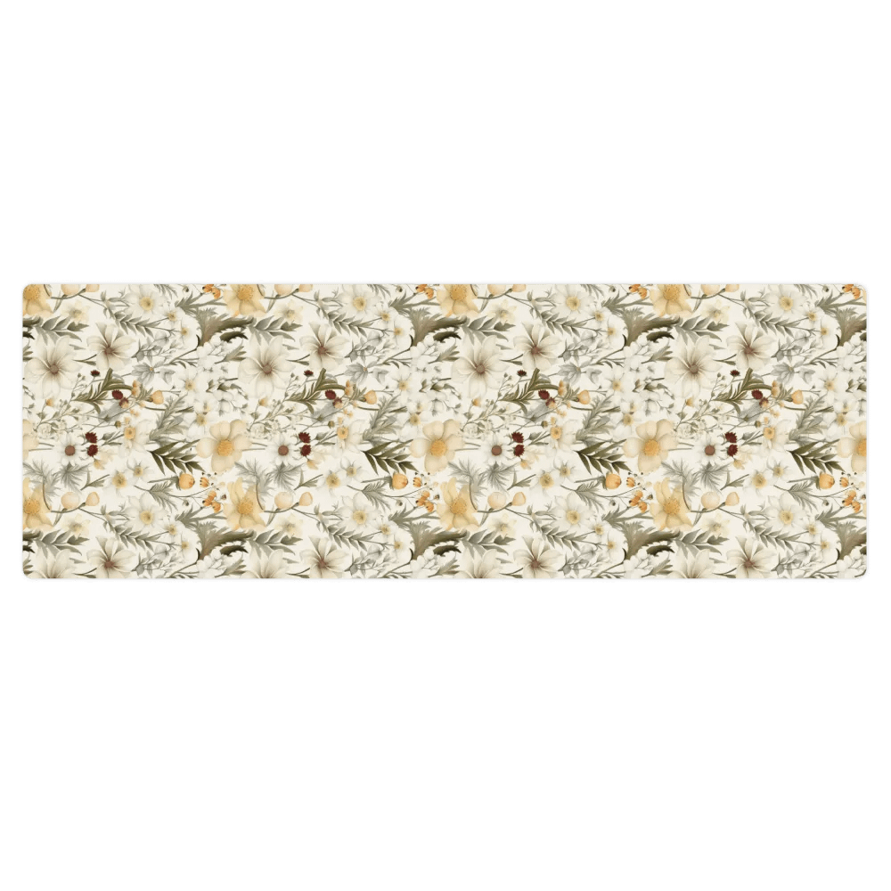 White Floral Yoga Mat by Treasure Pie product image (1)