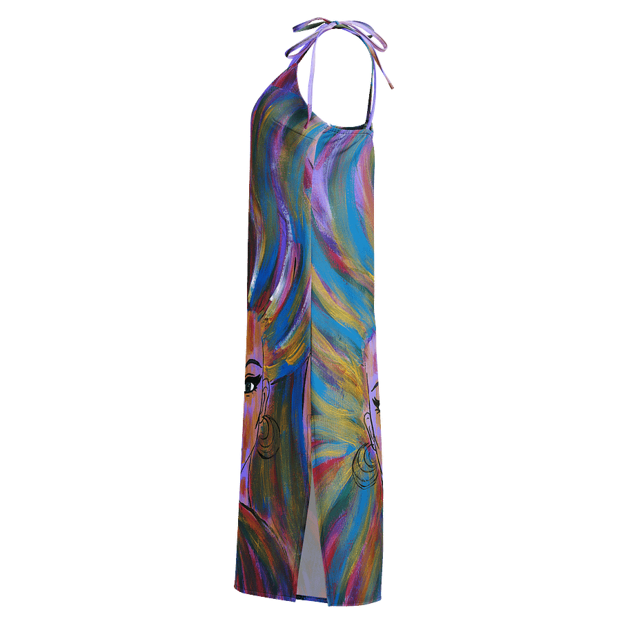 Girl with the colorful hair (art by Dina R.) acrylic painting picture - Slip Dress product image (3)