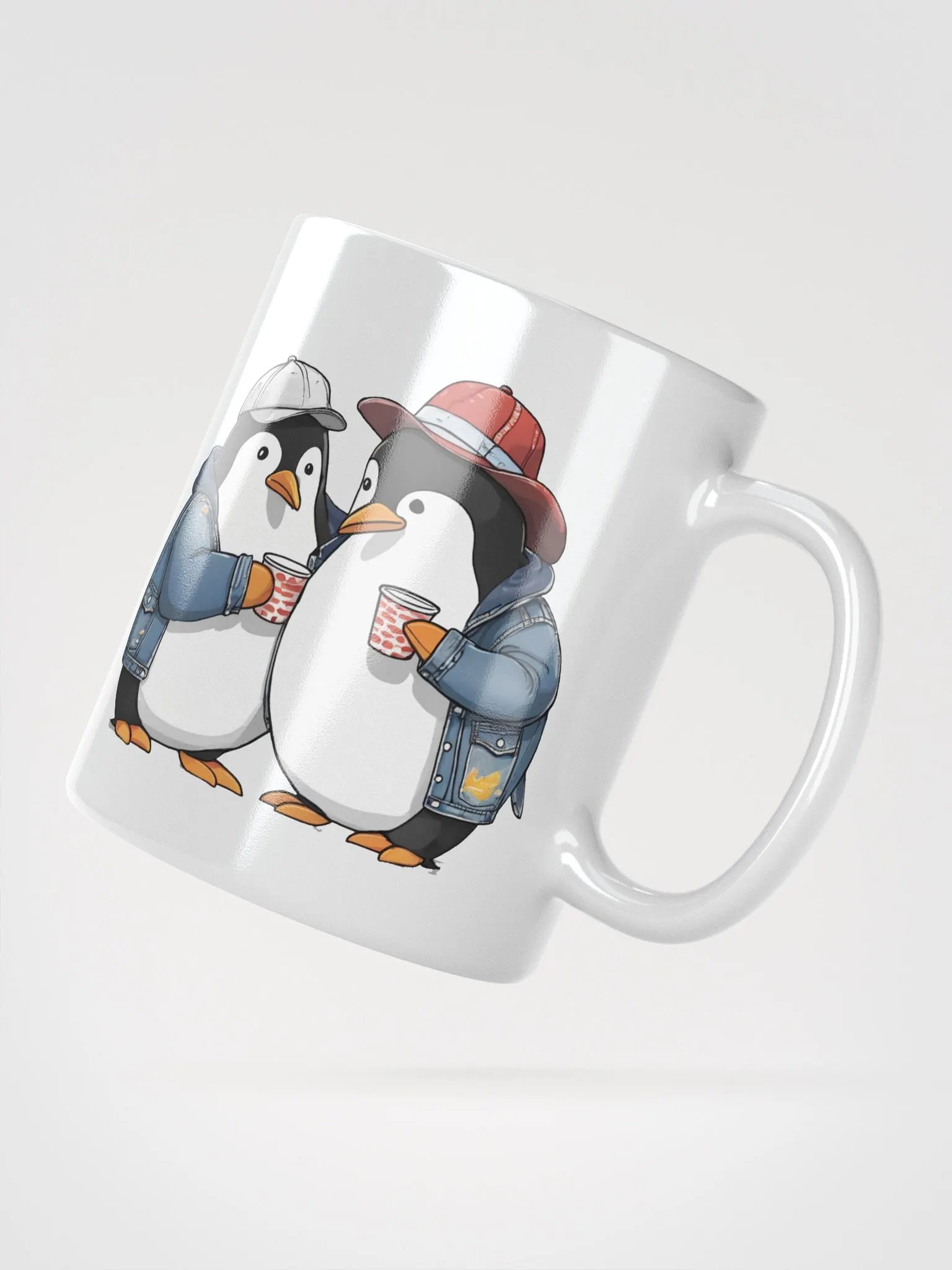 2 penguins wearing a denim jacket and hats product image (3)