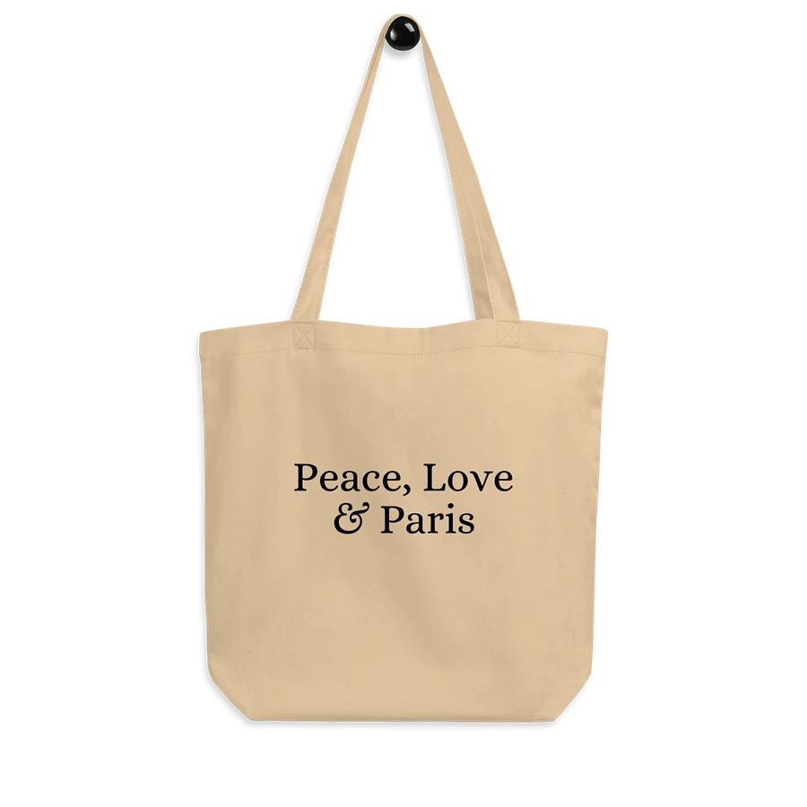 Peace, Love and Paris Organic Statement Tote Bag | Black Ink Design product image (7)