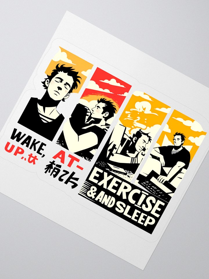 Global Wellness Mantra | Wake, Eat, Exercise, Sleep Art Sticker product image (5)