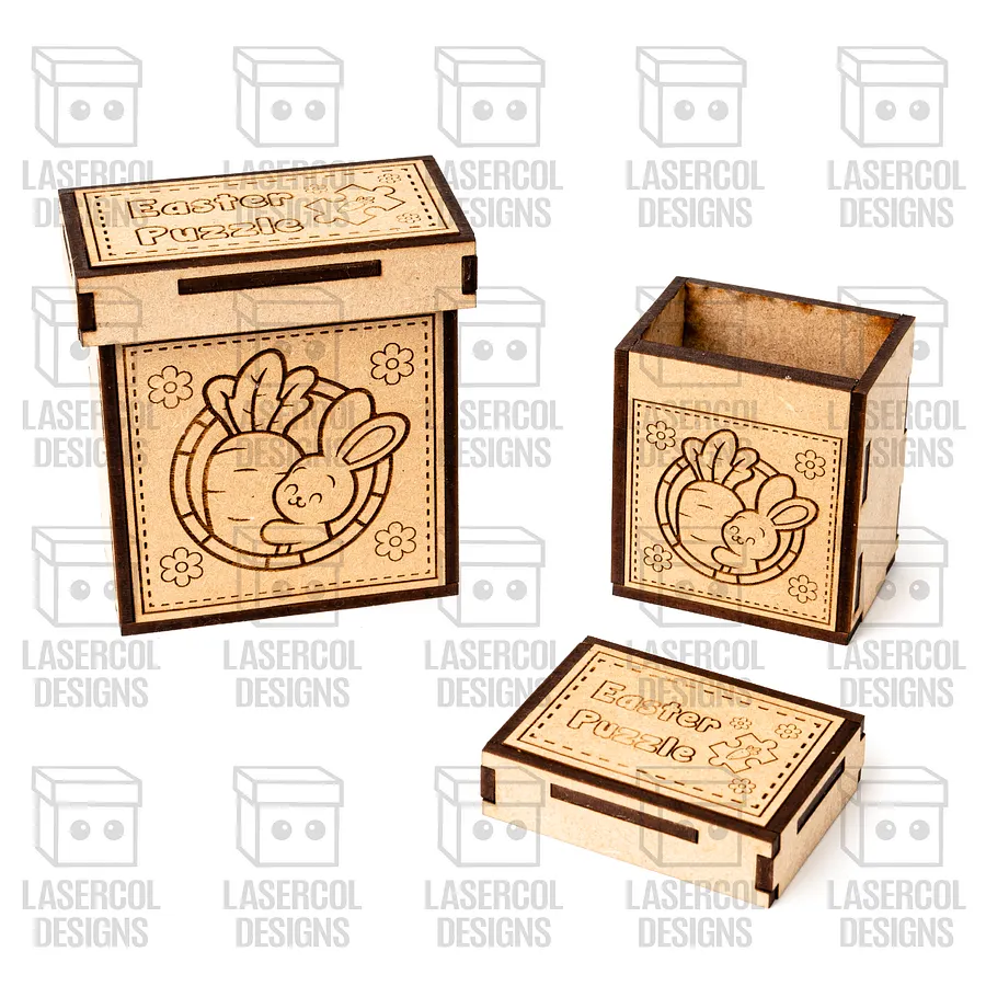 Easter Bunny Puzzle With Box Set 2 (2 Sizes) - Laser Cut Files product image (7)