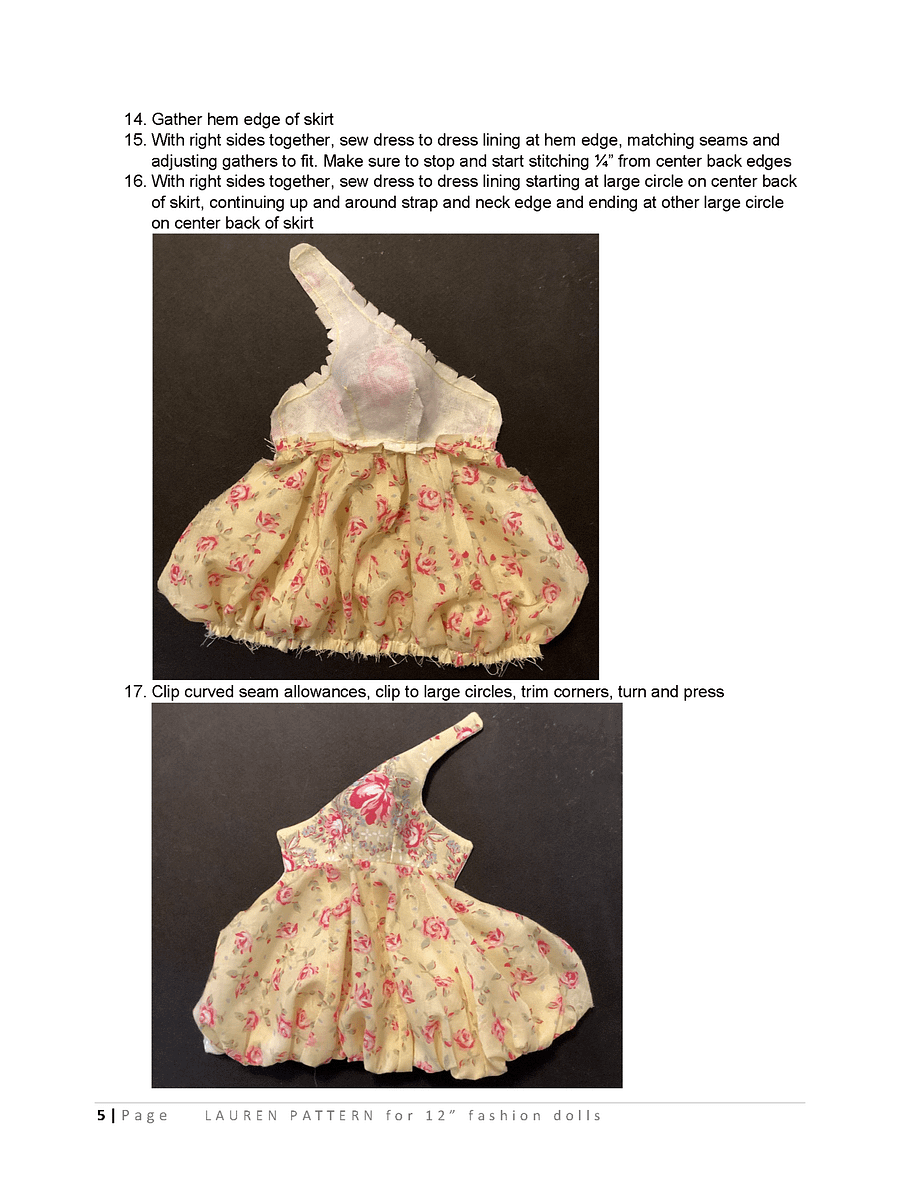 Lauren sewing pattern for 12" fashion dolls product image (3)