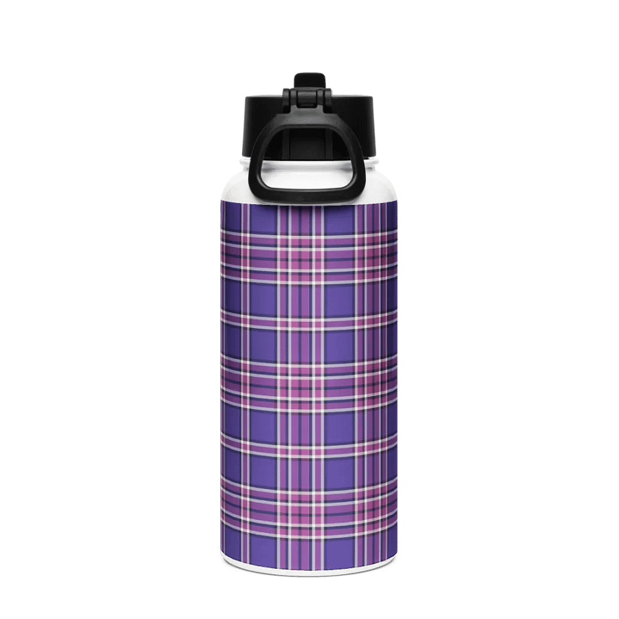 Purple Orchid and Violet Plaid Water Bottle product image (3)