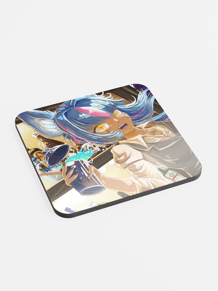 Vtuber Mixologist Glossed Cork Coaster product image (2)