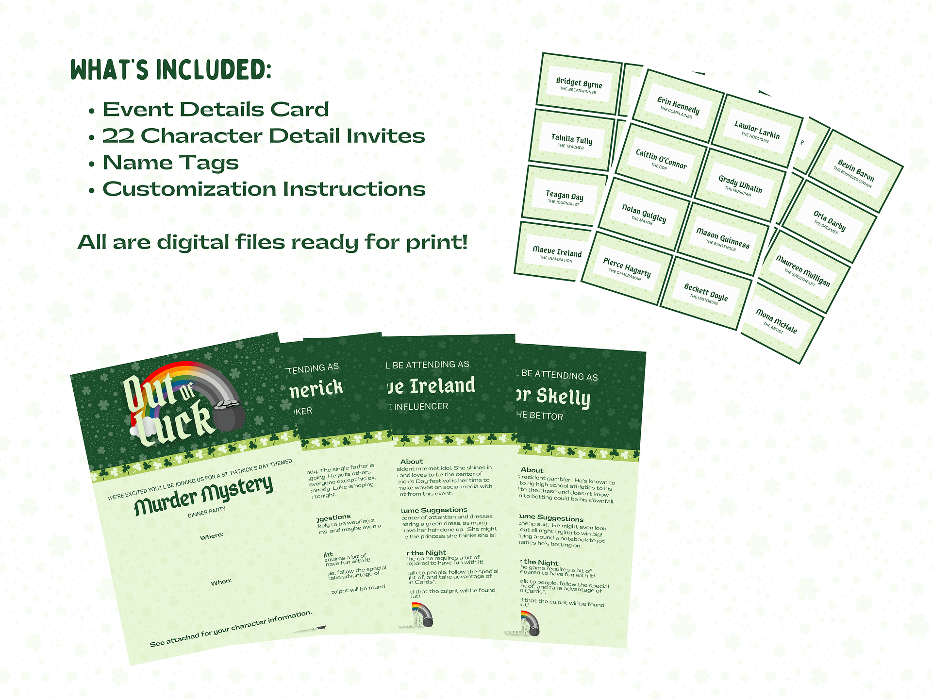 Out of Luck- A Festive St. Patrick's Day Murder Mystery - Invitations Add-On product image (2)