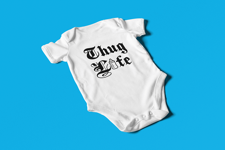 Thug Life (WHITE) - Funny Newborn Bodysuit Outfits for Boys and Girls product image (2)